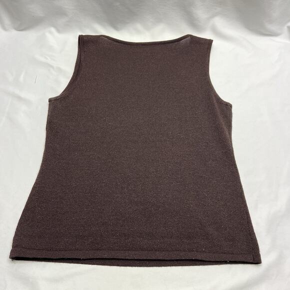Radzoli Sweater Vest Women's Size Medium Brown Beaded Sequinned Artsy V Neck - Picture 7 of 7